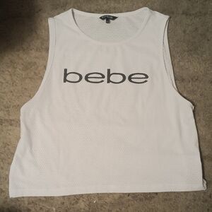 Bebe White Mesh Crop Top